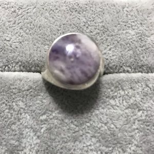 New Sterling Silver Purple Violet Flame Opal Mexican Morado Opal Ring Size 7.5